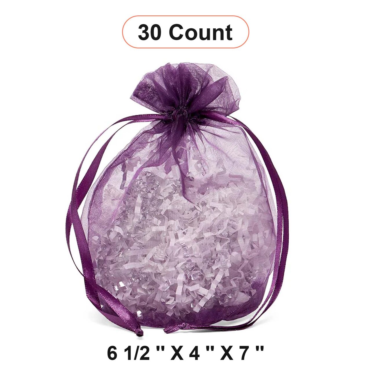 Wide Round Flat Bottom Organza Bags 6 1/2 '' X 4 '' X 7 '' for Wedding Gifts